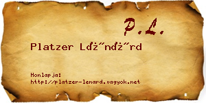 Platzer Lénárd névjegykártya